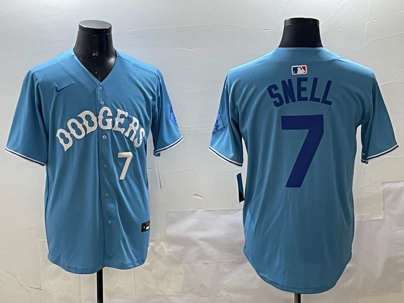 Men Los Angeles Dodgers #7 Snell Light Blue Joint Name 2025 Nike MLB Jersey style 20->los angeles dodgers->MLB Jersey